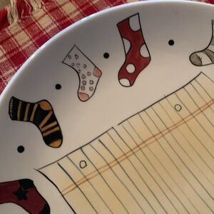 Vintage 1990s Christmas Santa’s List Ceramic plate with marker.